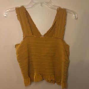 yellow ruffle hem crop top